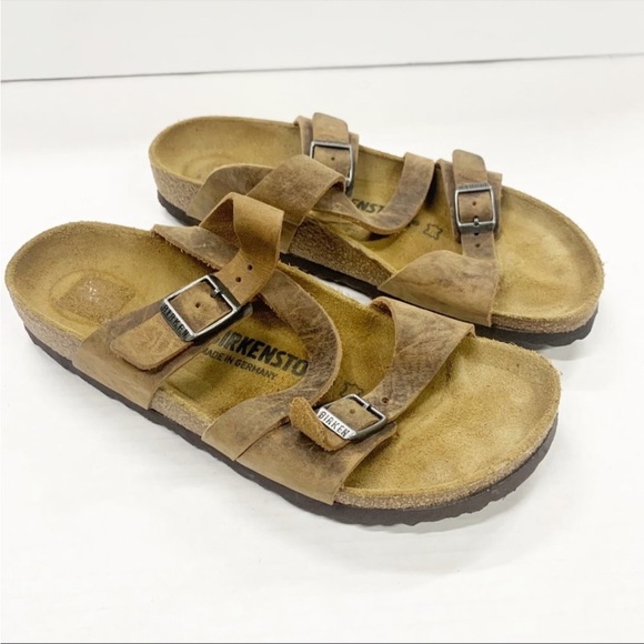 Birkenstock Double Strap Cross Brown Sandals Size 39/ 8-8.5 US - Picture 3 of 4